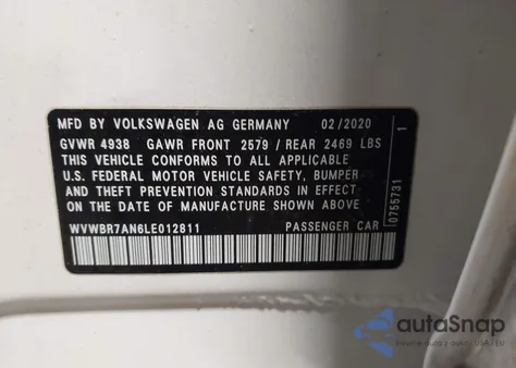 2020 Volkswagen Arteon 2.0T Se from USA, damaged, VIN WVWBR7AN6LE012811